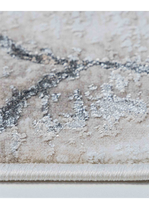 Tapete Abstracto Marfil con Placas de Piedra Veteada
