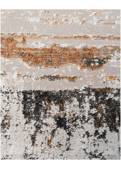 Tapete Abstracto Marfil con Estratos en Óxido