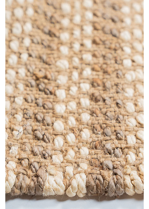 Tapete Tejido Beige con Trenzado Jaspeado