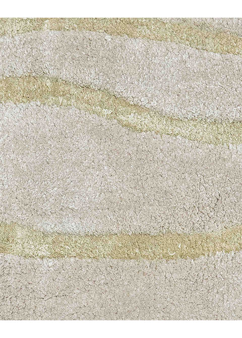 Tapete Abstracto Beige con Líneas Onduladas en Oliva - Vista alternativa