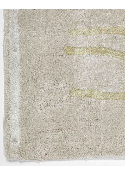 Tapete Abstracto Beige con Líneas Onduladas en Oliva