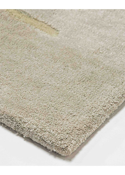 Tapete Abstracto Beige con Líneas Onduladas en Oliva