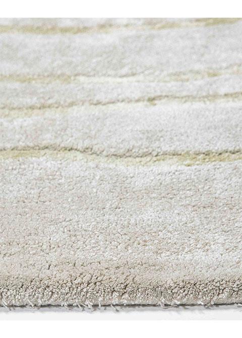 Tapete Abstracto Beige con Líneas Onduladas en Oliva