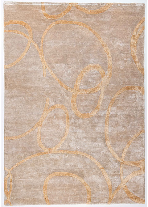 Tapete Abstracto Beige con Círculos Trazados en Oro