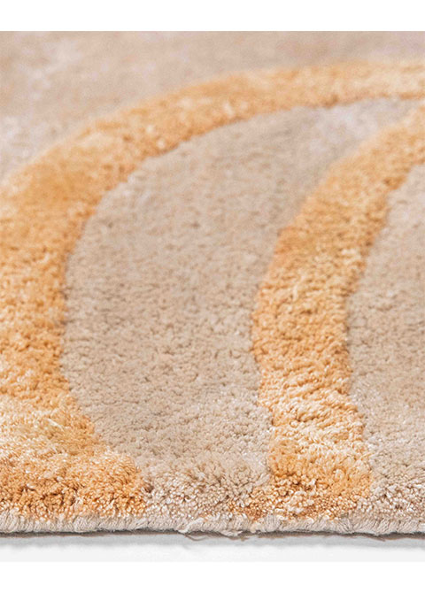Tapete Abstracto Beige con Círculos Trazados en Oro