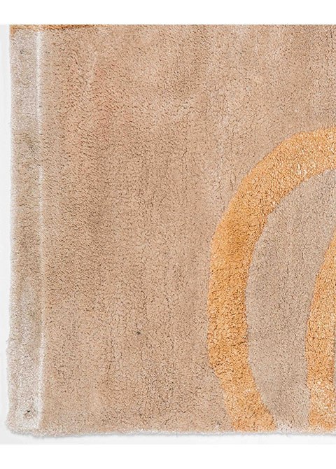 Tapete Abstracto Beige con Círculos Trazados en Oro