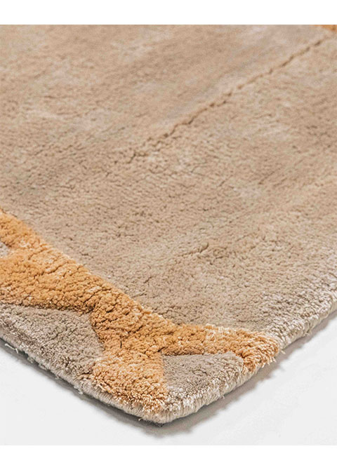 Tapete Abstracto Beige con Círculos Trazados en Oro