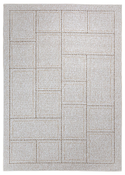 Tapete Geométrico Beige con Retícula de Marcos en Oro
