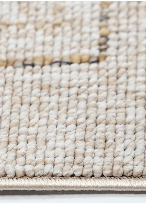 Tapete Geométrico Beige con Retícula de Marcos en Oro