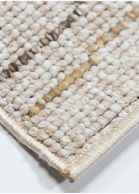 Tapete Rayado Beige con Líneas Onduladas en Oro