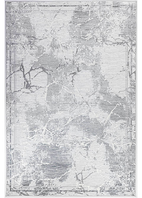 Tapete Abstracto Blanco con Rombos Rayados y Marco
