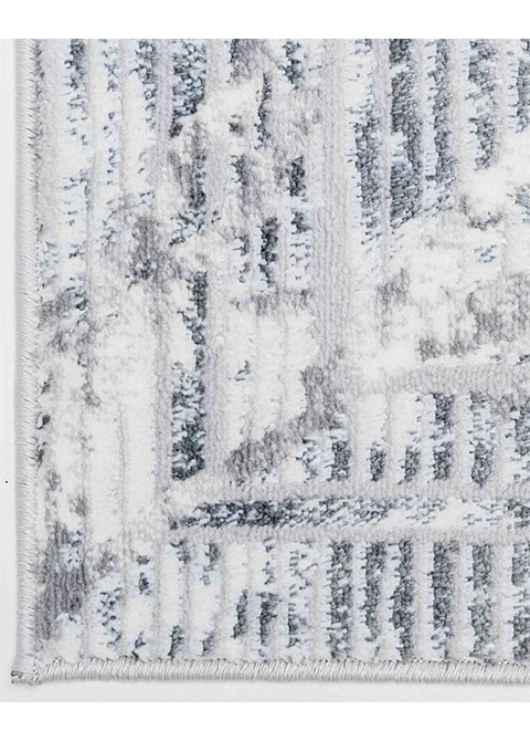 Tapete Abstracto Blanco con Rombos Rayados y Marco
