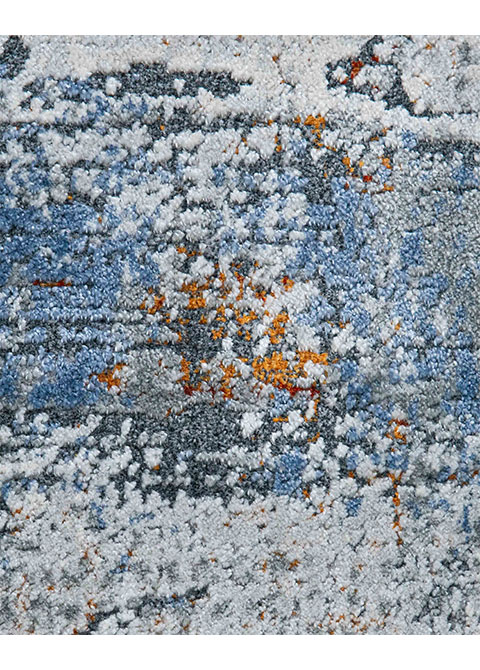Tapete Abstracto Gris con Estratos en Azul y Óxido - Vista alternativa