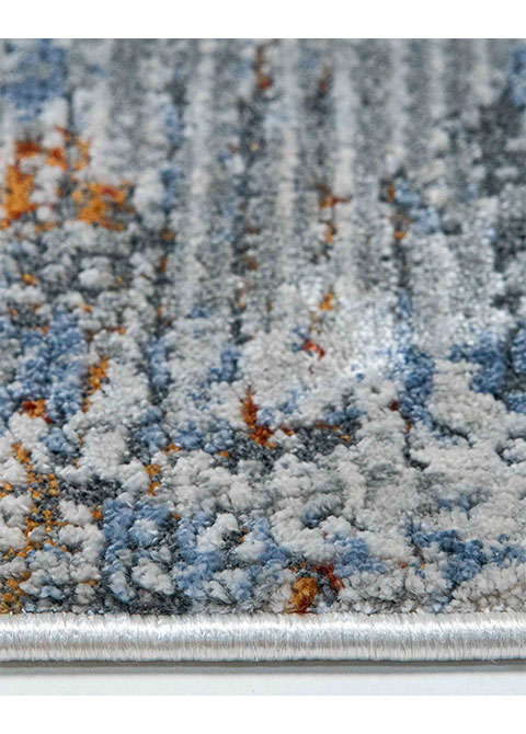 Tapete Abstracto Gris con Estratos en Azul y Óxido