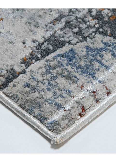 Tapete Abstracto Gris con Estratos en Azul y Óxido
