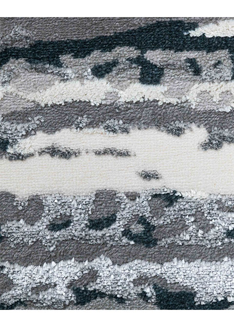 Tapete Rayado Gris con Franjas Deshilachadas - Vista alternativa