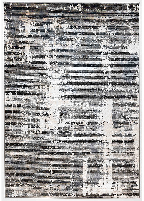 Tapete Abstracto Gris con Rayado y Placas en Marfil
