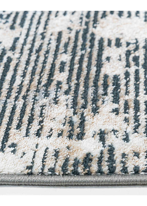 Tapete Abstracto Gris con Rayado y Placas en Marfil
