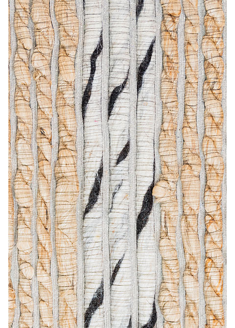 Tapete Tejido Beige con Trenzas en Negro y Cobre - Vista alternativa