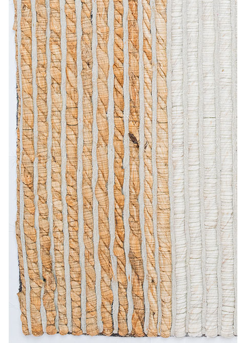 Tapete Rayado Beige con Franjas de Yute y Gris