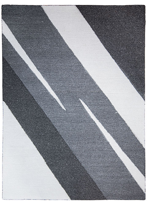 Tapete Abstracto Gris con Bandas Diagonales en Marfil