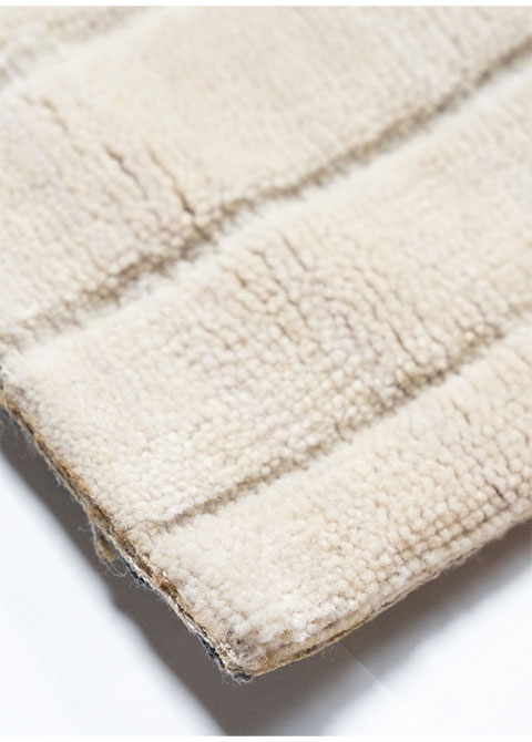 Tapete Geométrico Marfil con Óvalos Concéntricos en Relieve