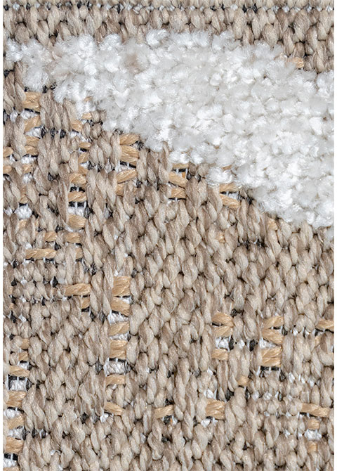 Tapete Geométrico Beige con Rejilla de Trazos Blancos