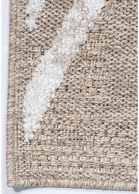 Tapete Geométrico Beige con Rejilla de Trazos Blancos