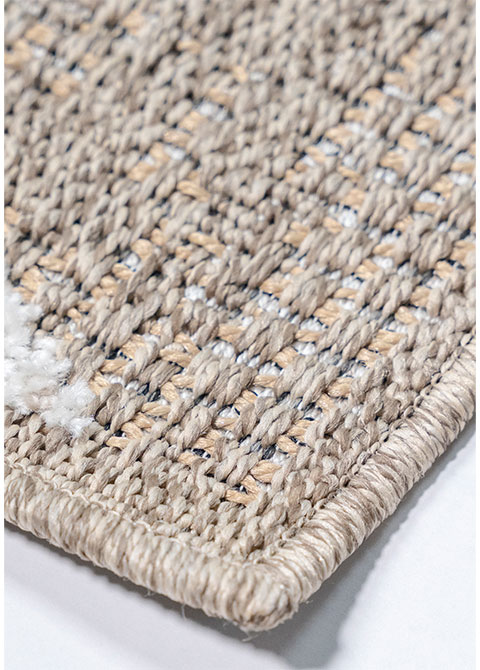 Tapete Geométrico Beige con Rejilla de Trazos Blancos