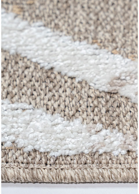 Tapete Geométrico Beige con Rejilla de Trazos Blancos