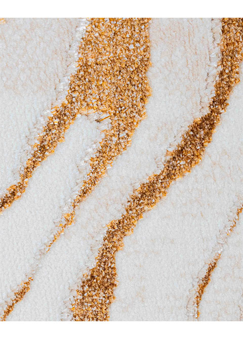 Tapete Abstracto Marfil con Vetas de Madera en Oro - Vista alternativa