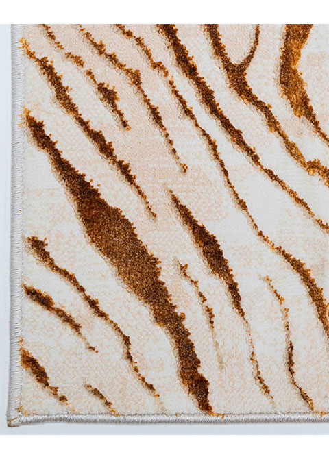Tapete Abstracto Marfil con Vetas de Madera en Oro