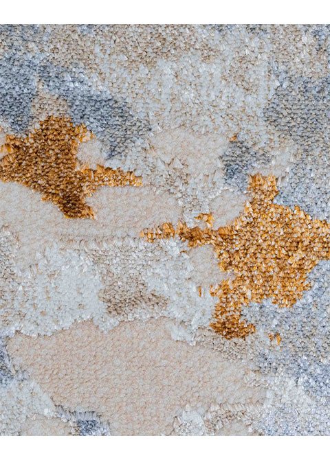 Tapete Abstracto Marfil con Remolino en Cobre y Azul - Vista alternativa