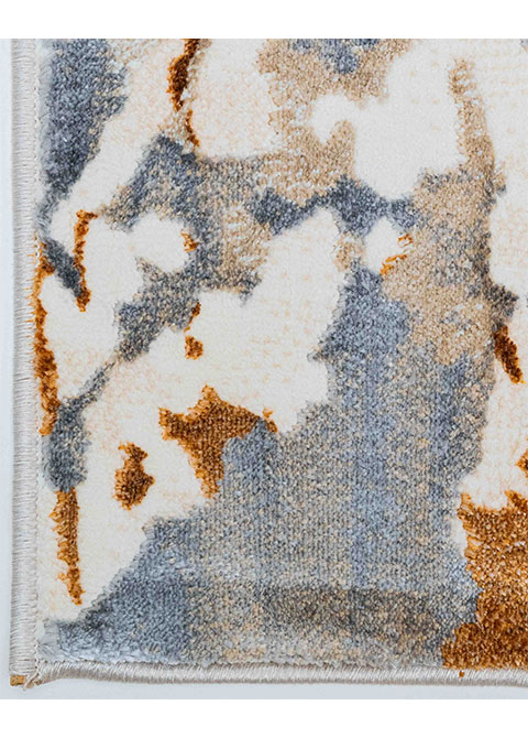 Tapete Abstracto Marfil con Remolino en Cobre y Azul
