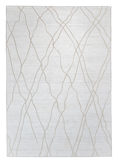 Tapete Abstracto Marfil con Ramaje Ondulado en Relieve