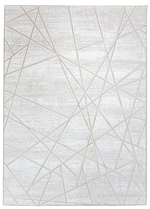 Tapete Geométrico Marfil con Líneas Rectas en Relieve