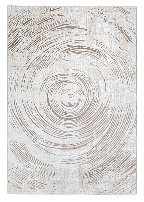 Tapete Abstracto Beige con Anillos de Tronco