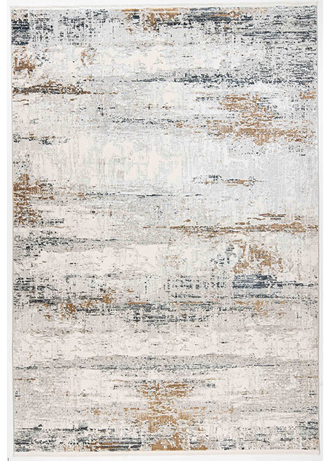 Tapete Abstracto Gris con Estratos en Azul y Ocre