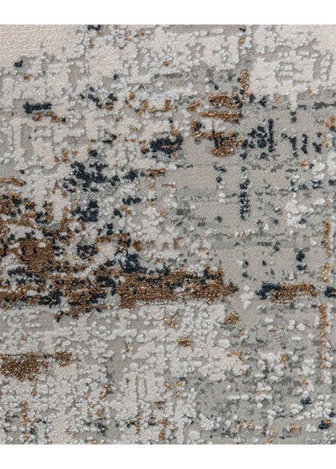 Tapete Abstracto Gris con Estratos en Azul y Ocre - Vista alternativa