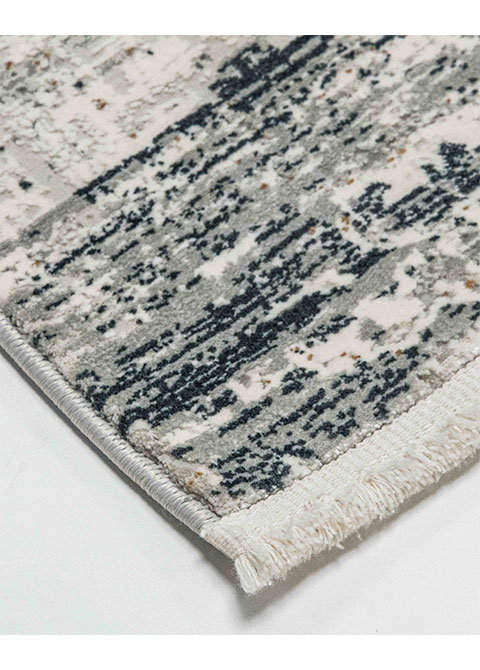 Tapete Abstracto Gris con Estratos en Azul y Ocre