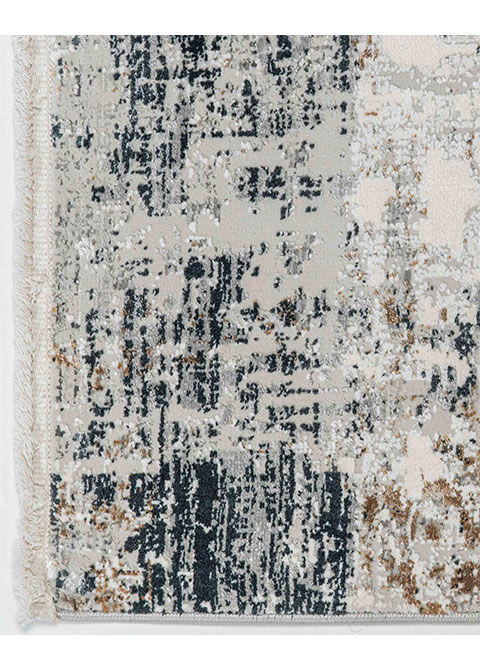 Tapete Abstracto Gris con Estratos en Azul y Ocre