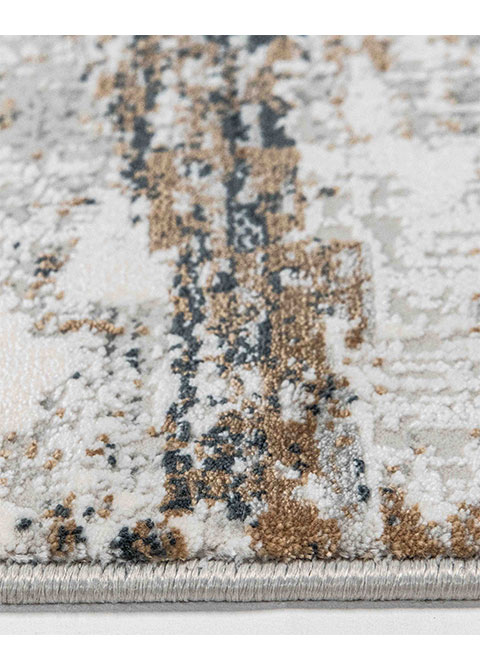 Tapete Abstracto Gris con Estratos en Azul y Ocre
