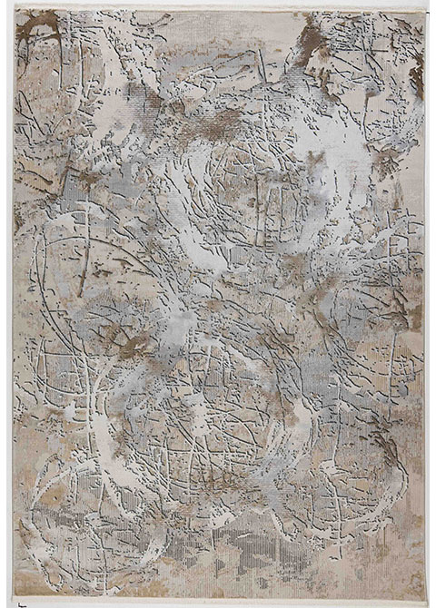 Tapete Abstracto Beige con Círculos Grabados