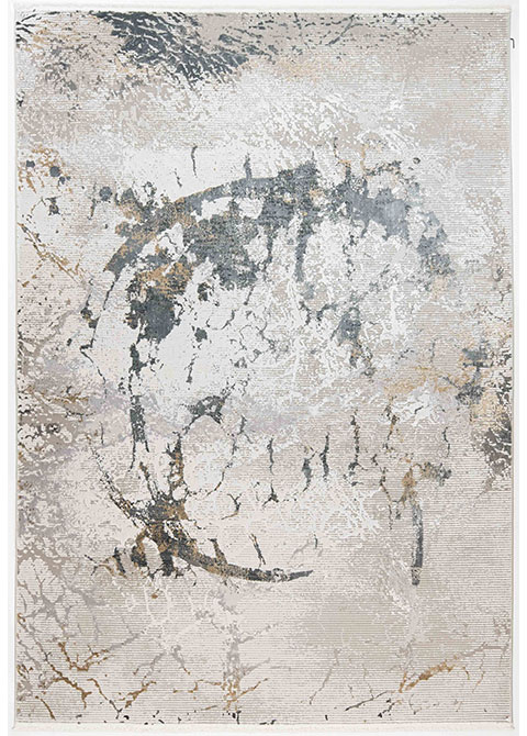 Tapete Abstracto Marfil con Círculo Roto en Carbón