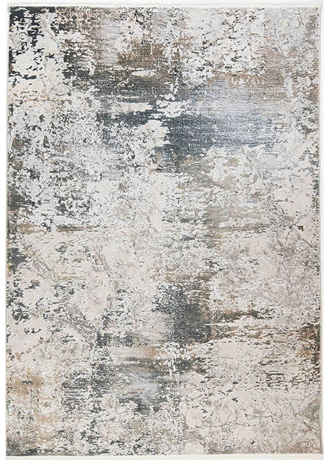 Tapete Abstracto Gris con Corrosión en Azul y Arena