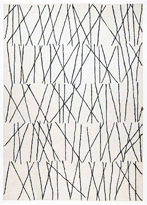 Tapete Abstracto Marfil con Trazos Sueltos en Carbón