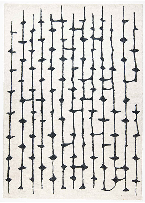 Tapete Abstracto Marfil con Cadenas en Carbón