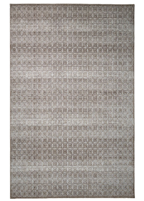 Tapete Geométrico Taupe con Damero de Casillas