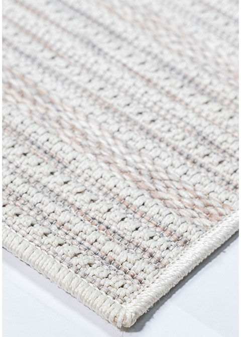 Tapete Rayado Beige con Bandas de Trama Alterna
