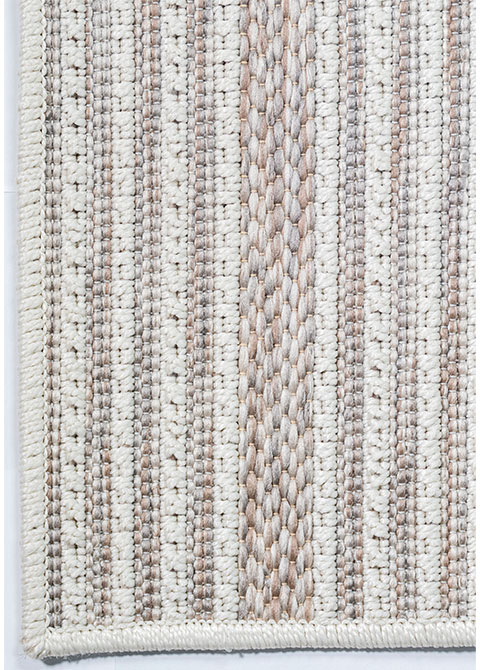 Tapete Rayado Beige con Bandas de Trama Alterna